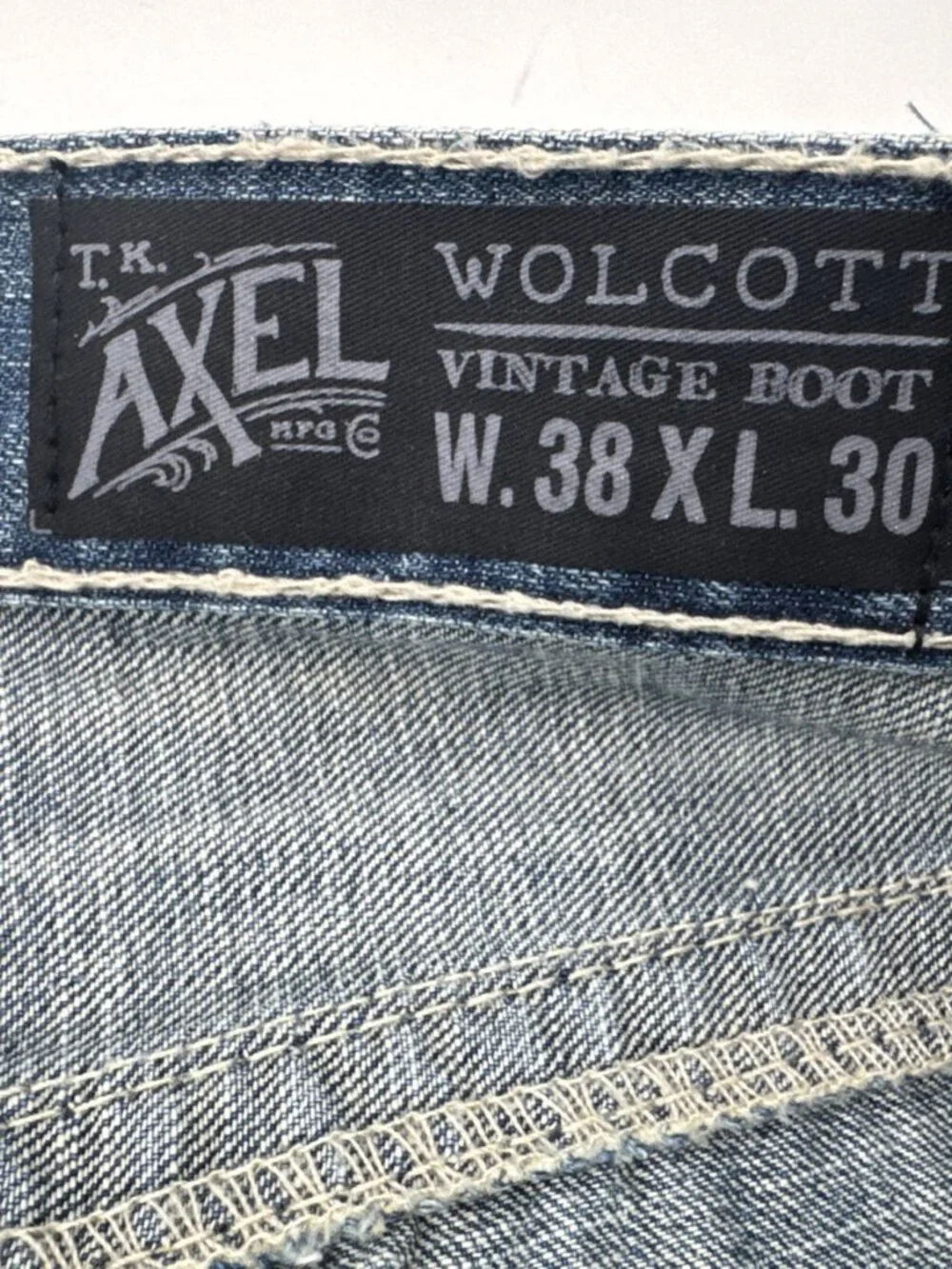 TK Axel Jeans Mens 38x30 Wolcott Vintage Boot Cut Denim Relaxed Distressed NEW - Picture 7 of 10
